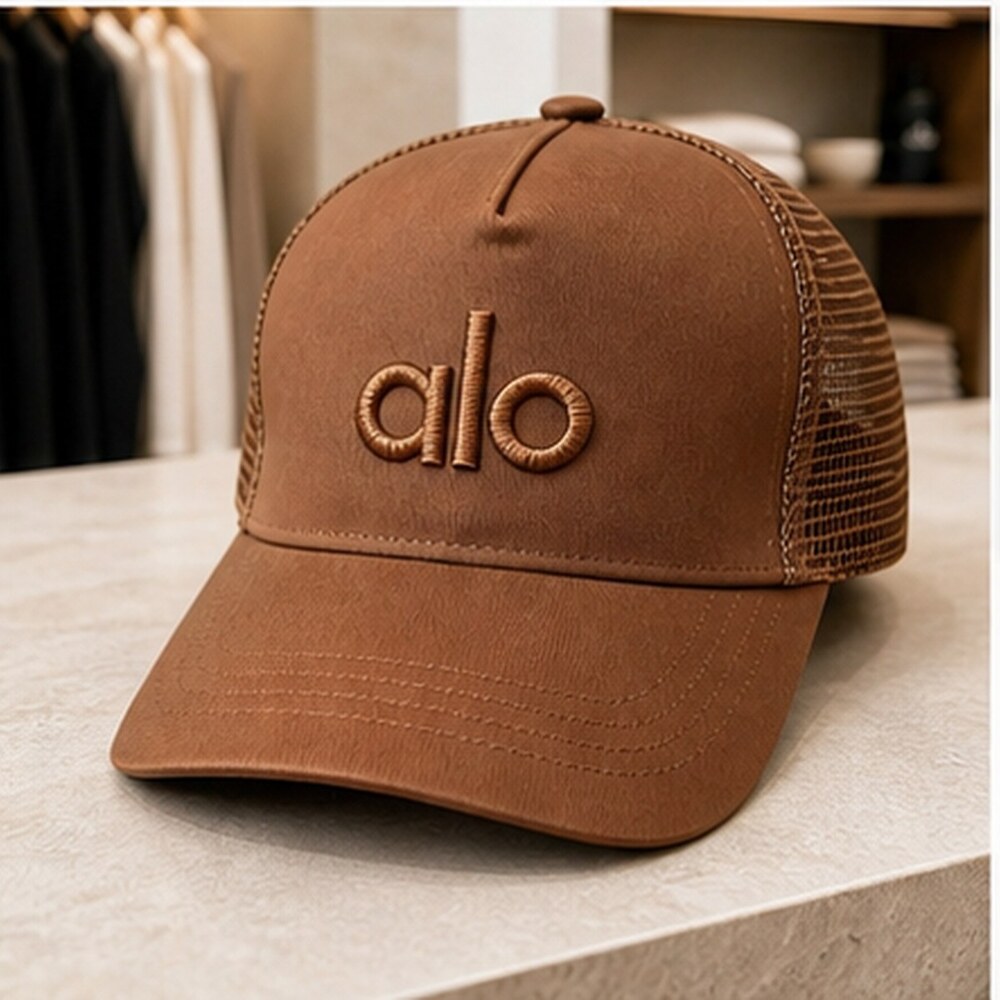 ALO Yoga Modern Brown Athletic Style Mesh Cap - Picture 5 of 8